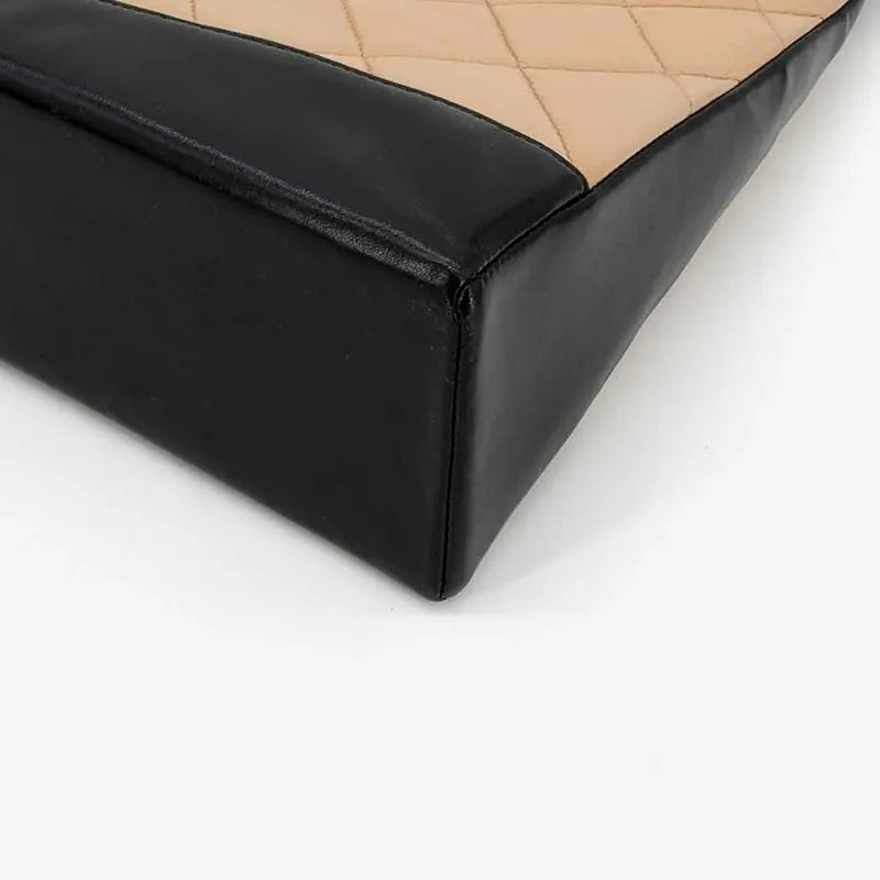 jr503-chanel-vintage-beige-and-black-lambskin-quilted-shopping-bag