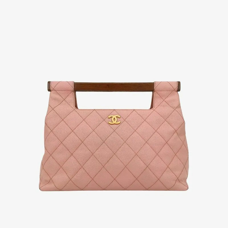 c323-chanel-vintage-pink-caviar-leather-wood-top-handle-bag
