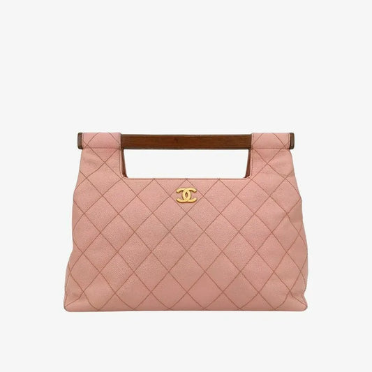c323-chanel-vintage-pink-caviar-leather-wood-top-handle-bag