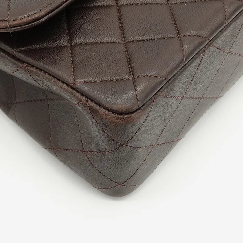 c142-chanel-vintage-brown-lambskin-qulited-handle-bag-set