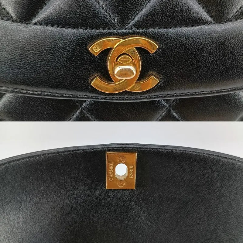 jt339-chanel-vintage-black-lambskin-25cm-diana-flap-bag