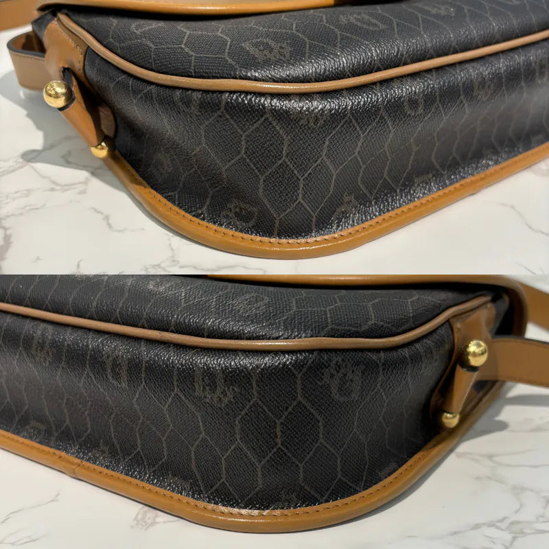 jw769-christian-dior-brown-black-canvas-honeycomb-shoulder-bag