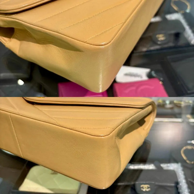 rc143-chanel-vintage-beige-lambskin-cross-stripe-flap-bag