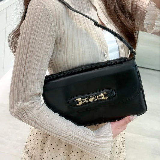 RE583 - CELINE Vintage Calf Leather 3Ways Carriage Shoulder Bag