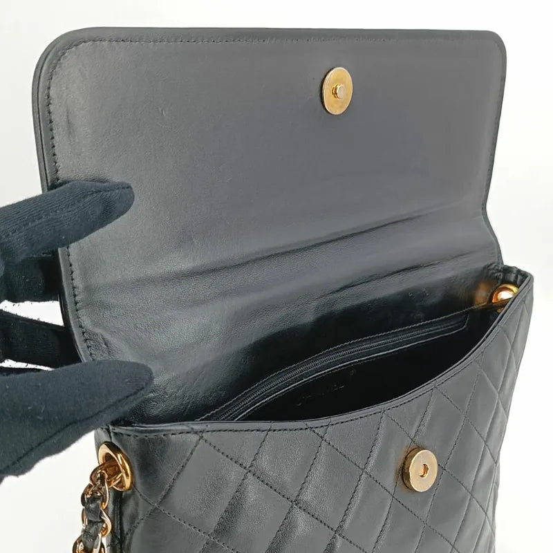 jah124-chanel-vintage-black-lambskin-quilted-flap-bag