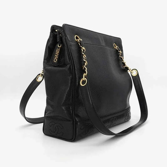 jr185-chanel-vintage-black-caviar-leather-6cc-embossed-logo-tote-bag