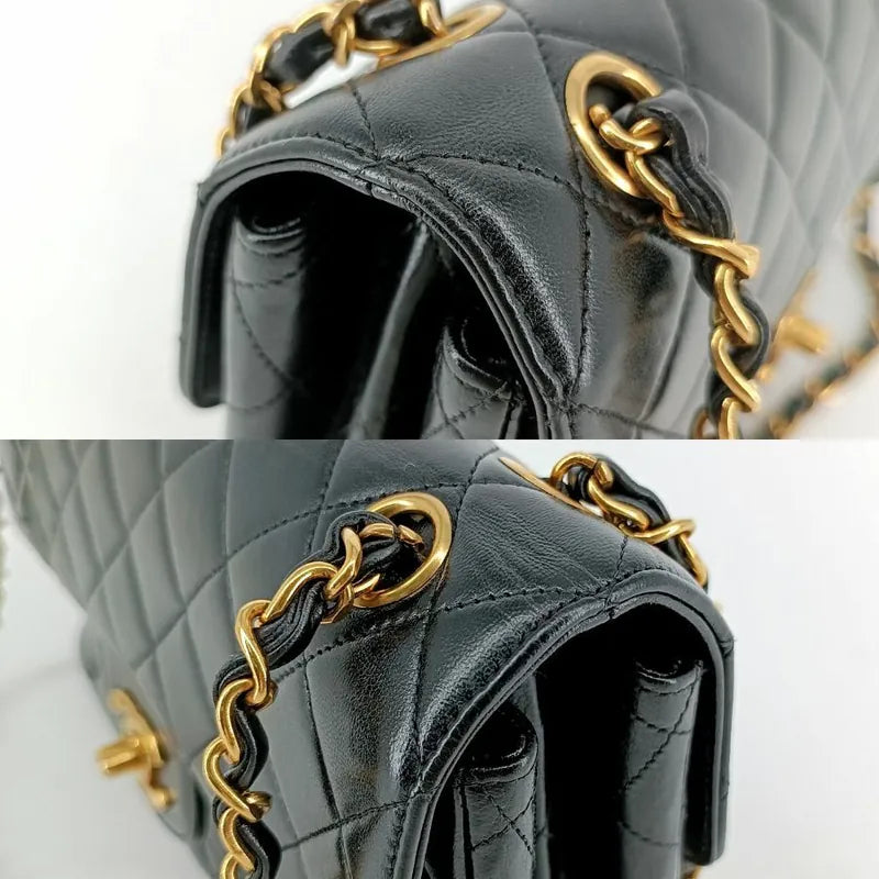 js536-chanel-vintage-black-lambskin-23cm-double-side-flap-bag