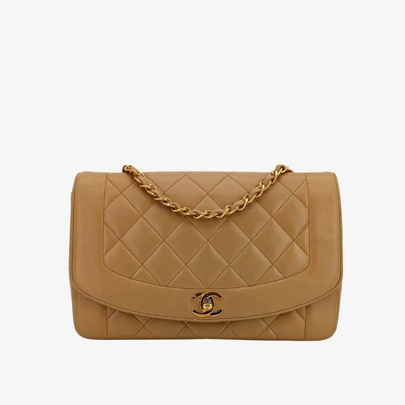 js347-chanel-vintage-beige-lambskin-25cm-diana-flap-bag