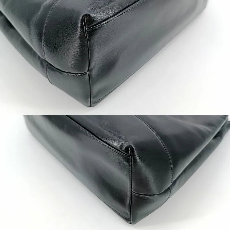 jah161-chanel-vintage-black-lambskin-embossed-logo-tote-bag