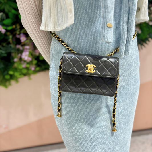 90248136 - CHANEL Vintage Dark Green Lambskin Mini Flap Bag