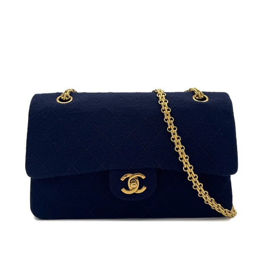 90291374 - CHANEL Vintage Navy Cotton 2.55 Chain Classic Flap Bag