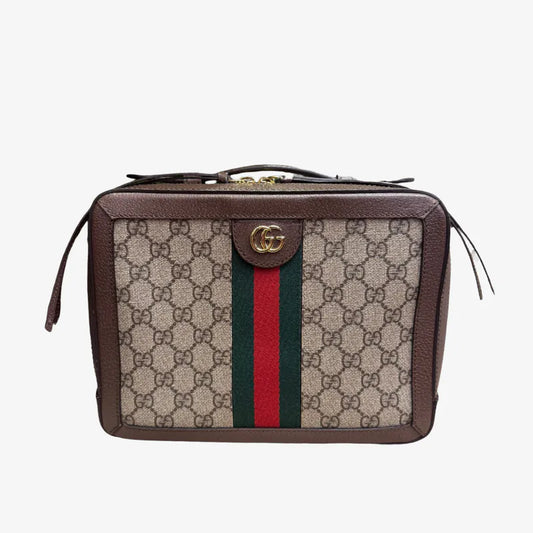 C597 - Gucci Brown Canvas Ophidia Monogram Shoulder Bag