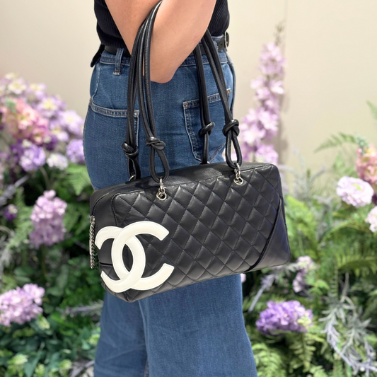 RG023 - CHANEL Vintage Black Calfskin Cambon Bowler Bag